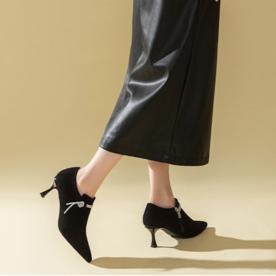 (Women) EXULL Yi Si Q 'Black Suede Pointed Toe Stiletto' 1315103560 1