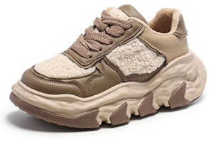 (Women) Exull Yi Si Q 'Coffee Round Toe Chunky Dad Shoes' 7218110191 (Women) Exull Yi Si Q 'Coffee Round Toe Chunky Dad Shoes' 7218110191