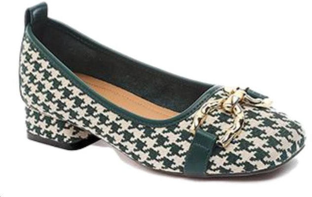 EXULL 依思Q 布 千鳥格時尚 休閒單鞋 女款 綠色 Order EXULL 依思Q 布 千鳥格時尚 休閒單鞋 女款 綠色