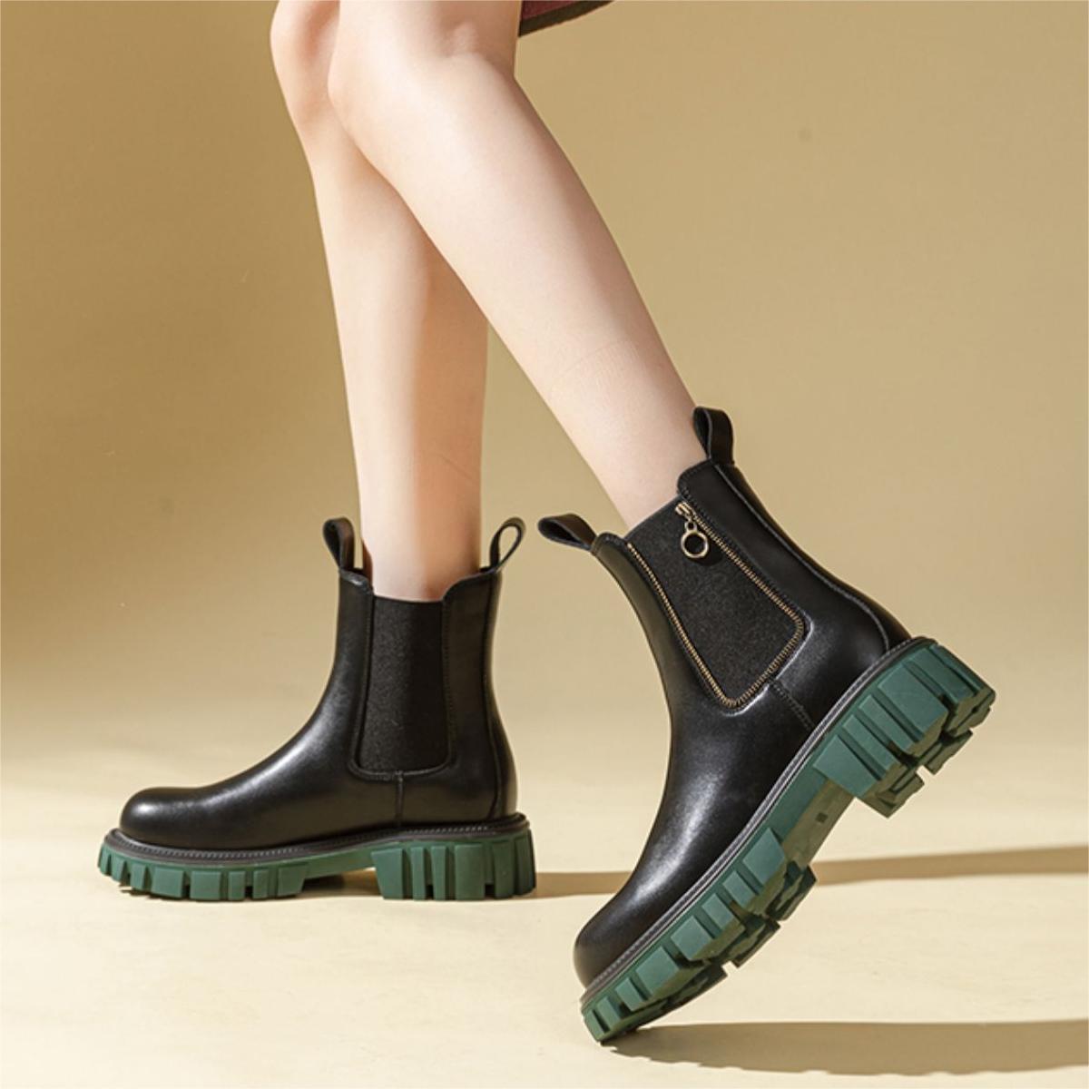 (W) Exull Yi Si Q 'Green Zippered Chelsea Boots' 圖 3