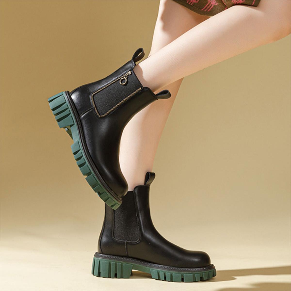 (W) Exull Yi Si Q 'Green Zippered Chelsea Boots' 圖 4