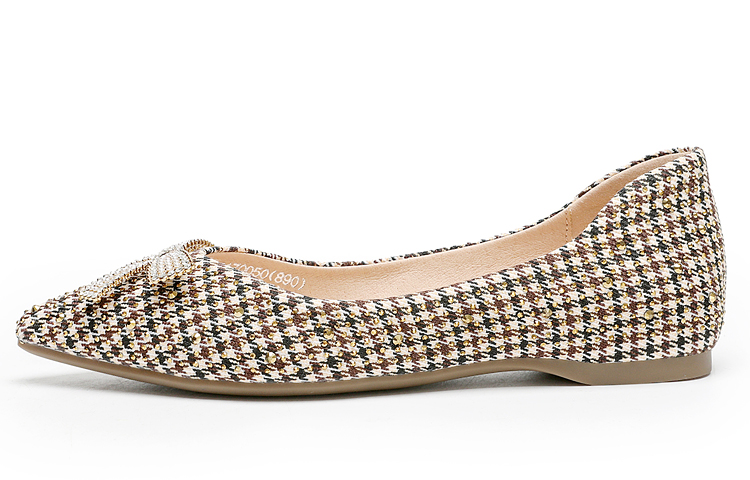 (Women) Exull Yi Si Q 'Light Brown Rhinestone Pointed-Toe' 12I7005080