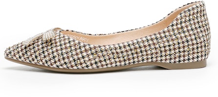 (Women) Exull Yi Si Q 'Light Brown Rhinestone Pointed-Toe' 12I7005080 (Women) Exull Yi Si Q 'Light Brown Rhinestone Pointed-Toe' 12I7005080