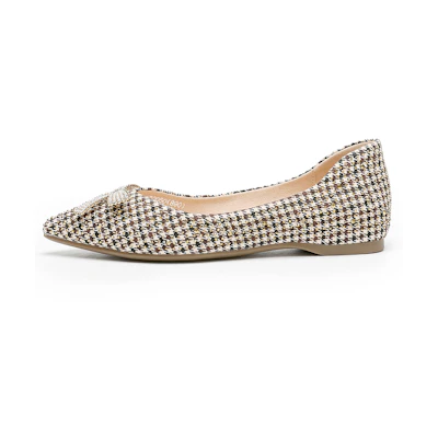 (W) Exull Yi Si Q 'Light Brown Rhinestone Pointed-Toe'