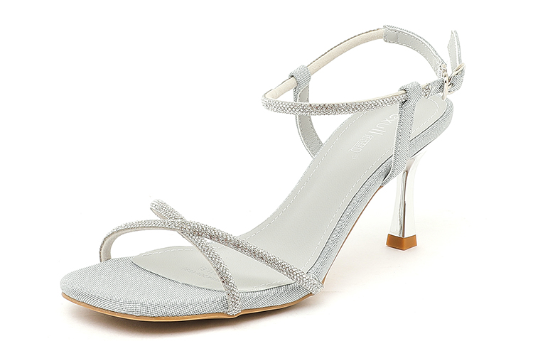 (W) EXULL Yi Si Q 'Silver Peep-Toe Stiletto Heels'