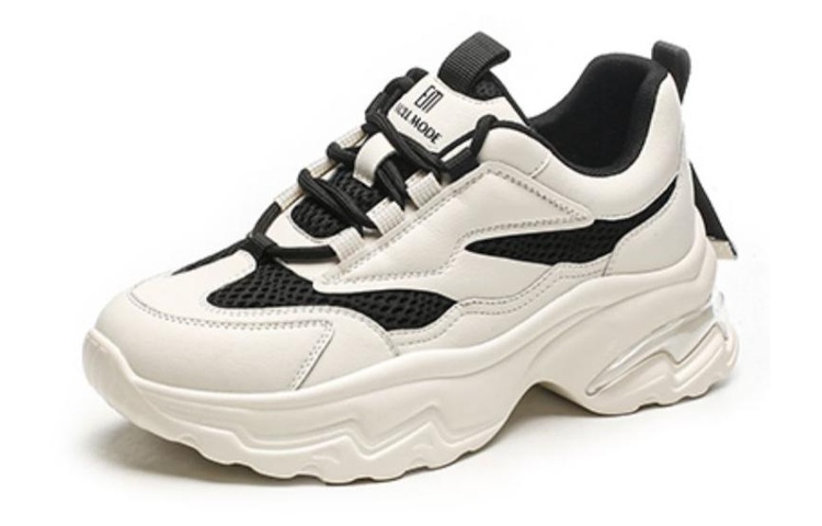 (W) Exull Yi Si Q 'Synthetic Leather Chunky Lace-Up Dad Shoes'