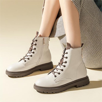 (W) 엑설 이시크 부츠 '베이지 청키힐 마틴' 1218619871 Purchase (W) 엑설 이시크 부츠 '베이지 청키힐 마틴' 1218619871