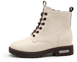 (Women) Exull Yi Si Q Chunky Heel Lace-Up Ankle Boot 'White' 1218608371 (Women) Exull Yi Si Q Chunky Heel Lace-Up Ankle Boot 'White' 1218608371