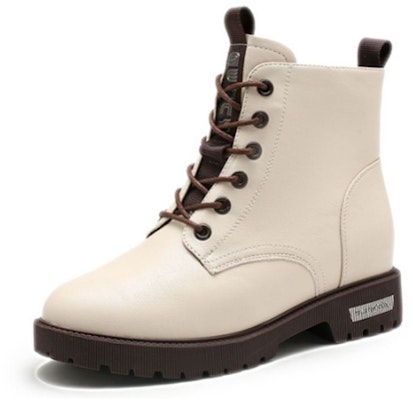 (Women) Exull Yi Si Q Chunky Heel Lace-Up Ankle Boot 'White' 1218608371 Order (Women) Exull Yi Si Q Chunky Heel Lace-Up Ankle Boot 'White' 1218608371