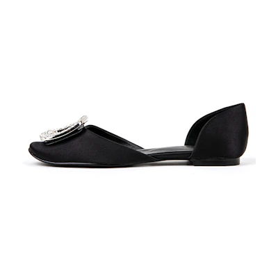 (W) Exull Yi Si Q Fabric Flat 'Black Versatile Slip-On'
