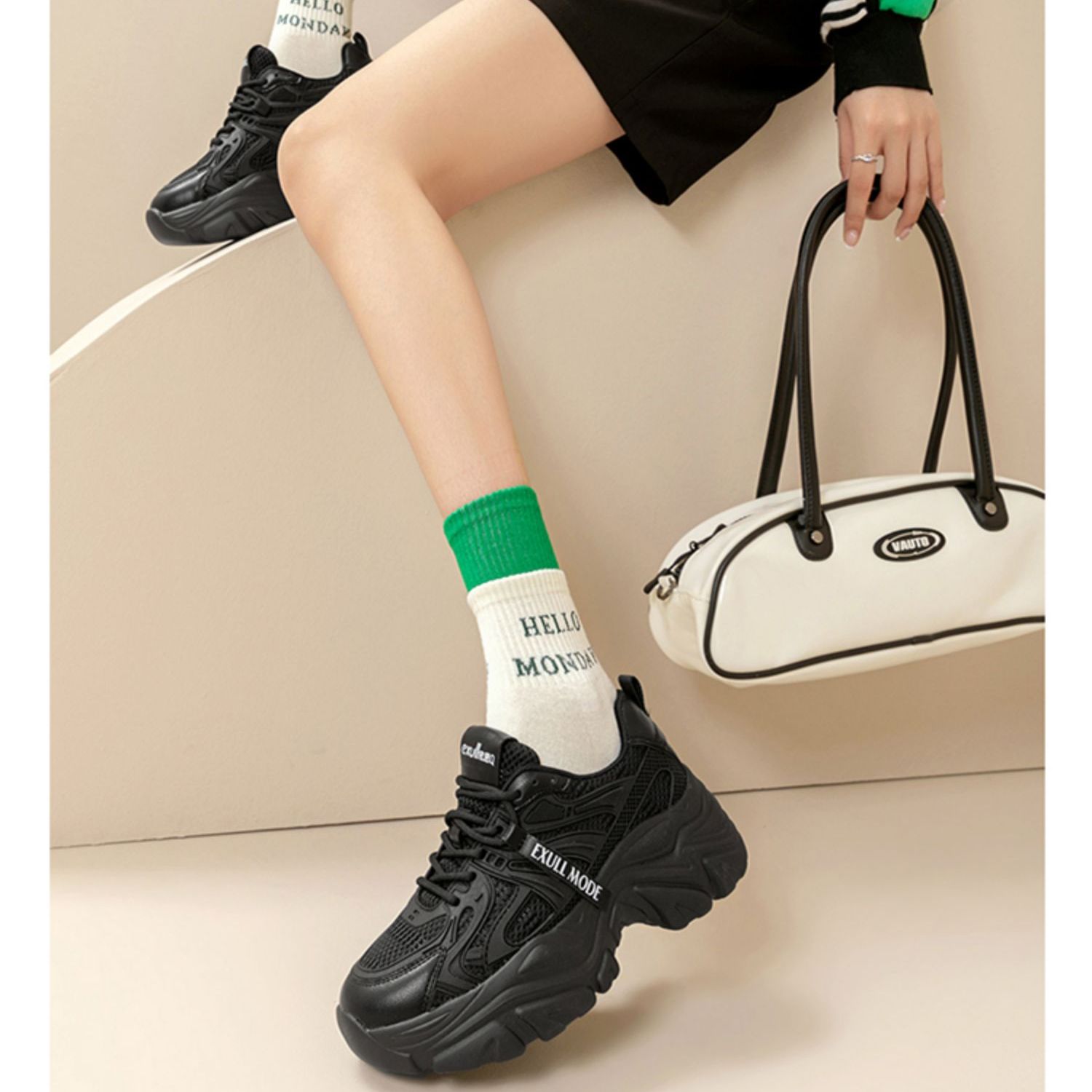 Shop (W) Exull Yi Si Q Fabric Low 'Hitam Sejuk dan Bernafas' 72I7702060