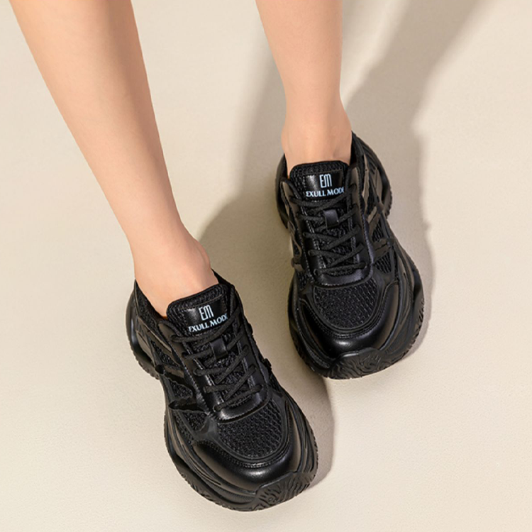 Sizing EXULL 依思Q 織物厚底運動休閒老爹鞋 女款 黑色
