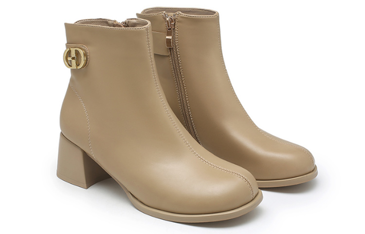 (W) Exull Yi Si Q High Heel Round Toe Side Zip Ankle Boots 'Milk Tea' 圖 3