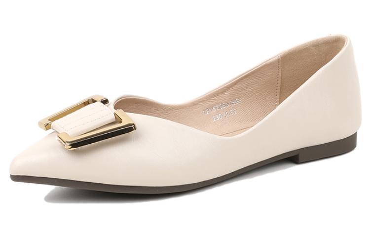 (Women) Exull Yi Si Q Leather Comfort Soft Sole Pointed Toe 'Off-White' 1215005071