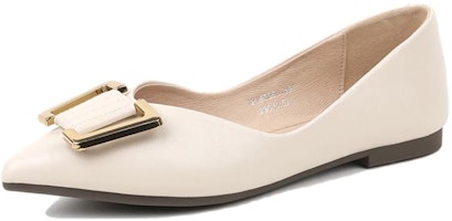(Women) Exull Yi Si Q Leather Comfort Soft Sole Pointed Toe 'Off-White' 1215005071 (Women) Exull Yi Si Q Leather Comfort Soft Sole Pointed Toe 'Off-White' 1215005071