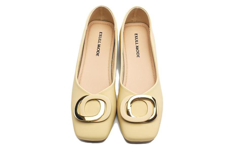 Lookbook EXULL 依思Q 皮革時尚簡約休閒單鞋 2.3公分 女款 黃色