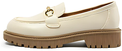 (Women) Exull Yi Si Q Leather Fashion Slip-On Casual Shoes 'Beige' 1217102771 (Women) Exull Yi Si Q Leather Fashion Slip-On Casual Shoes 'Beige' 1217102771