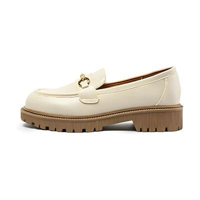 (W) Exull Yi Si Q Leather Fashion Slip-On Casual Shoes 'Beige'