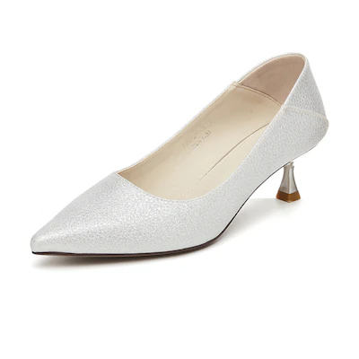 (W) EXULL Yi Si Q Leather Kitten Heels 4.5cm 'French Low Cut Elegant Bridesmaid'