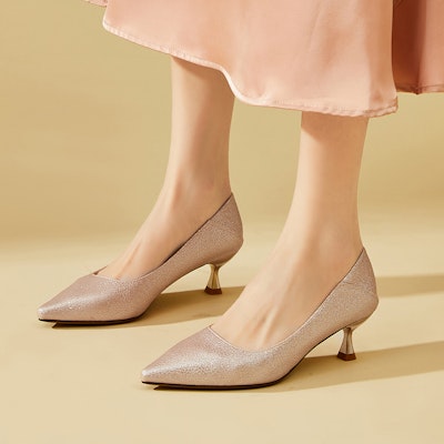 (Women) EXULL Yi Si Q Leather Kitten Heels 4.5cm 'French Low Cut Elegant Bridesmaid' 73170017 Cheap (Women) EXULL Yi Si Q Leather Kitten Heels 4.5cm 'French Low Cut Elegant Bridesmaid' 73170017