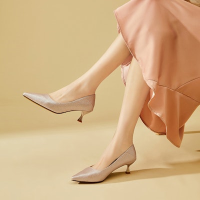 (Women) EXULL Yi Si Q Leather Kitten Heels 4.5cm 'French Low Cut Elegant Bridesmaid' 73170017 1