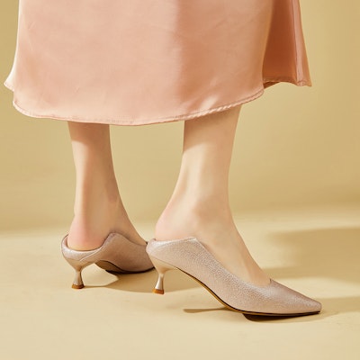 (Women) EXULL Yi Si Q Leather Kitten Heels 4.5cm 'French Low Cut Elegant Bridesmaid' 73170017 2