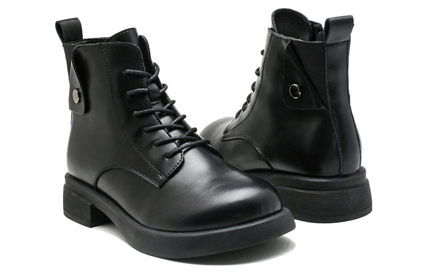 (W) Exull Yi Si Q Leather Short Mid-Cylinder Boots 'Black Fashion' 圖 2