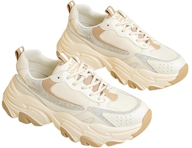 EXULL 依思Q 網布厚底增高休閒老爹鞋 女款 杏色 Lookbook EXULL 依思Q 網布厚底增高休閒老爹鞋 女款 杏色