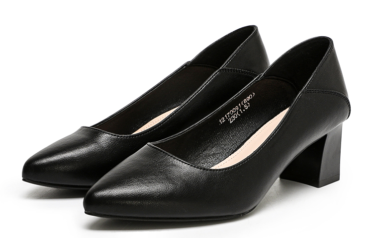 Order (W) Exull Yi Si Q PU 5.6cm 'Sepatu Hak Blok Hitam Nyaman' 12I7009160
