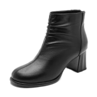 (W) Exull Yi Si Q PU 'Black Casual CMFT Short Boots'