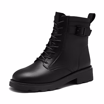 (W) Exull Yi Si Q PU 'Black Short Tube Martin Boots'