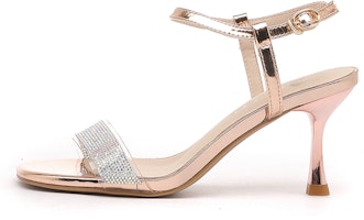 (Women) EXULL Yi Si Q PU 'Champagne Diamante Open-Toe Stiletto' 1216400505 (Women) EXULL Yi Si Q PU 'Champagne Diamante Open-Toe Stiletto' 1216400505
