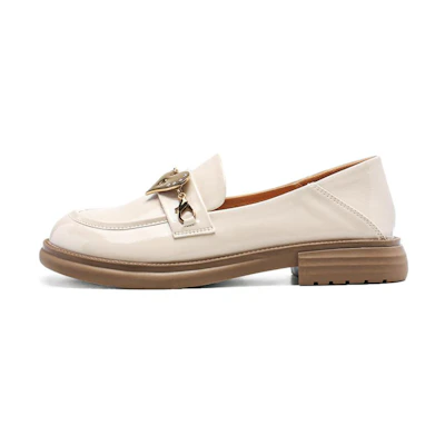 (W) Exull Yi Si Q PU 'Simple Round Toe Casual Off-White'
