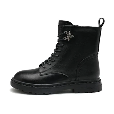 (W) Exull Yi Si Q Round Toe Chunky Heel Short Tube Martin Boots 'Black'