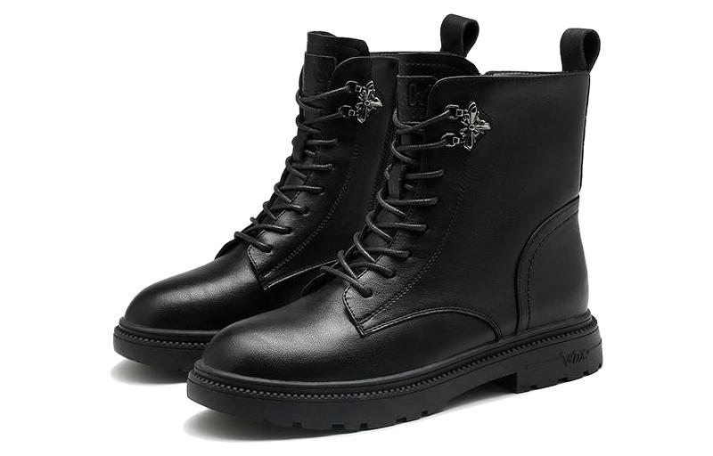 Order (W) Botas Martin de Tubo Corto con Tacón Grueso Exull Yi Si Q Punta Redonda 'Negro' 12I8625860