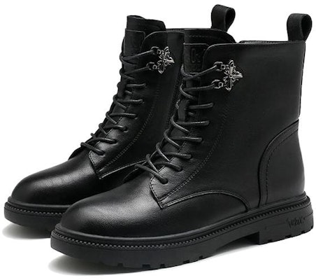 (Women) Exull Yi Si Q Round Toe Chunky Heel Short Tube Martin Boots 'Black' 12I8625860 Order (Women) Exull Yi Si Q Round Toe Chunky Heel Short Tube Martin Boots 'Black' 12I8625860