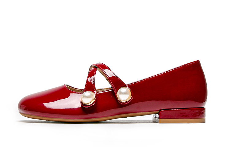 (Women) Exull Yi Si Q Round Toe Pearl Patent Leather 'Casual Flats' 72170023