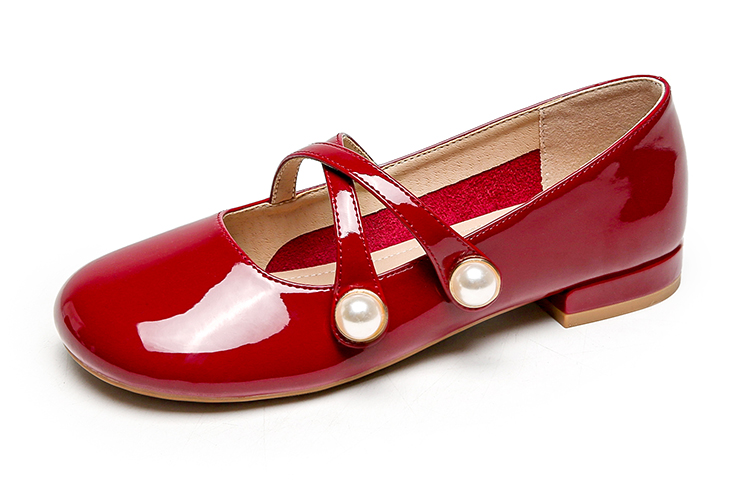 Order (W) Exull Yi Si Q Sepatu Datar Kasual Kulit Mutiara Mengkilap Toe Bulat 72170023