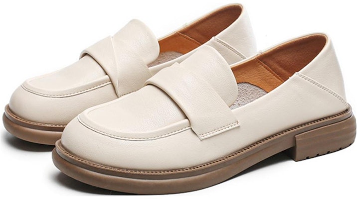 (Women) EXULL Yi Si Q Synthetic Leather British Slip-On 'Beige' 7315100771 Order (Women) EXULL Yi Si Q Synthetic Leather British Slip-On 'Beige' 7315100771
