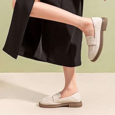 (Women) EXULL Yi Si Q Synthetic Leather British Slip-On 'Beige' 7315100771 Details for (Women) EXULL Yi Si Q Synthetic Leather British Slip-On 'Beige' 7315100771