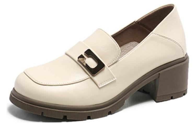 Order (W) Tacones Altos Simples de Cuero Sintético Cómodos Exull Yi Si Q - Blanco Hueso 1315102171