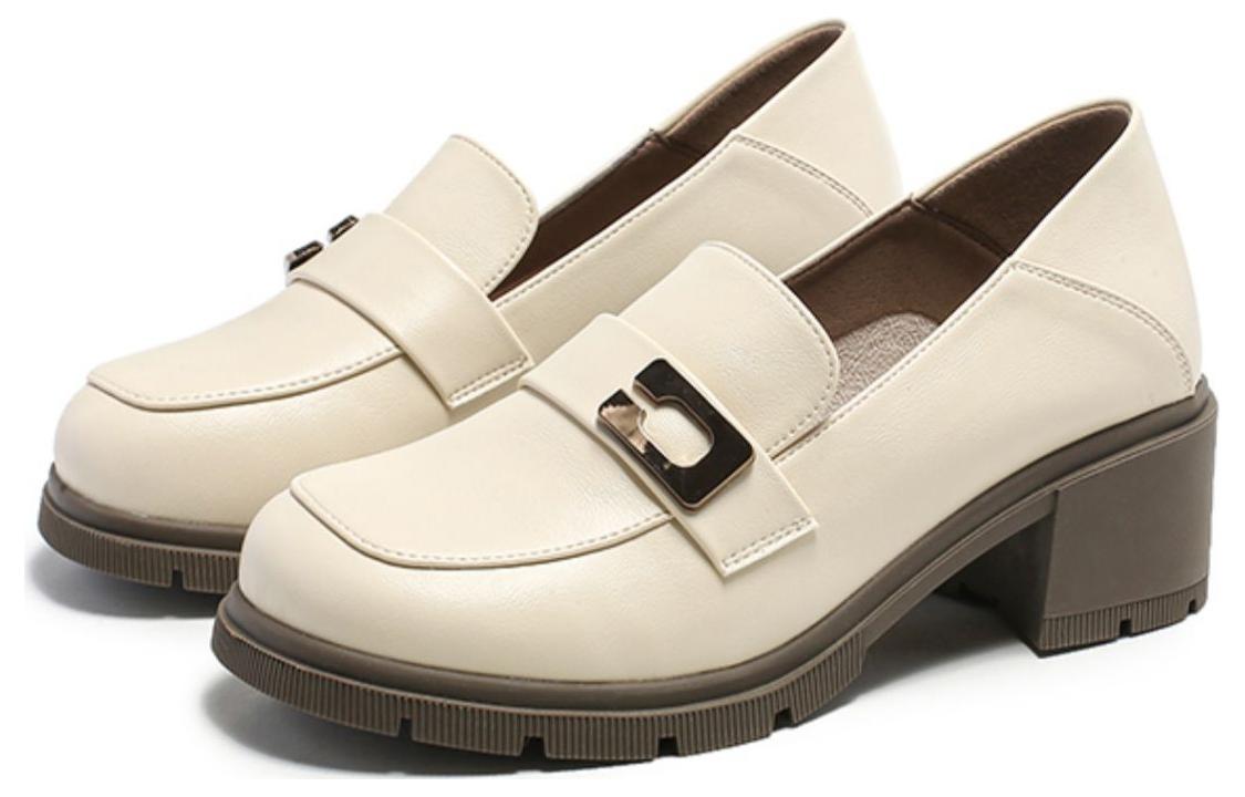 Lookbook (W) Tacones Altos Simples de Cuero Sintético Cómodos Exull Yi Si Q - Blanco Hueso 1315102171