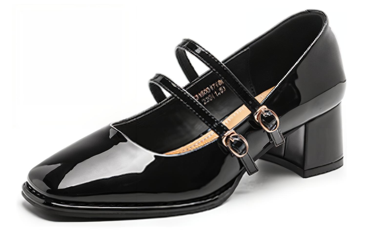 (Women) Exull Yi Si Q Synthetic Leather Fashion Simple Comfort High Heels '5cm Black' 7315001760