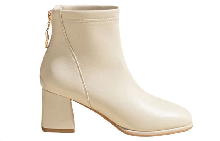 Order (W) Exull Yi Si Q Sepatu Boot Hak Tinggi Kulit Sintetis Wanita 'Beige' 1218614671