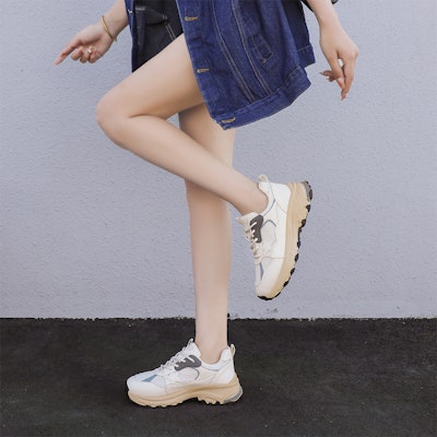 (W) Exull Yi Si Q Sepatu Tebal Sintetis Low-Top 4.5cm 'Dad Shoe' Nyaman 73177615 10