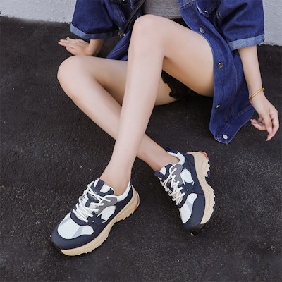 (W) Exull Yi Si Q Sepatu Tebal Sintetis Low-Top 4.5cm 'Dad Shoe' Nyaman 73177615 2