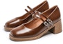 Purchase (W) Exull Yi Si Q Kulit Sintetik Hujung Bulat Tumit Tebal 'Coklat Serbaguna' 1315004380