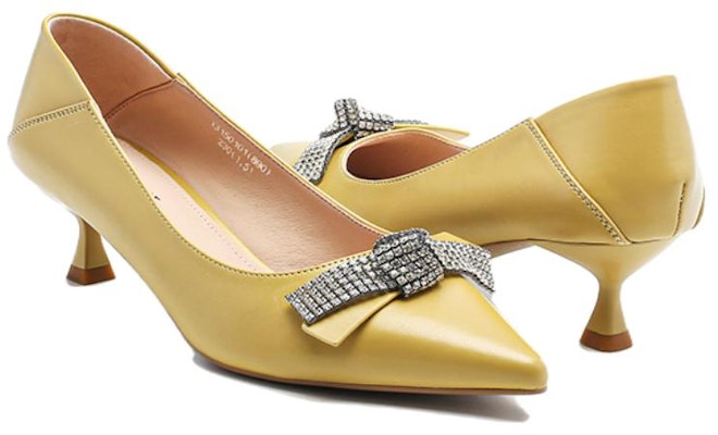 (Women) Exull Yi Si Q Synthetic Leather Slip-On 5cm Heels 'Yellow Bow Tie' 1315010120 Lookbook (Women) Exull Yi Si Q Synthetic Leather Slip-On 5cm Heels 'Yellow Bow Tie' 1315010120