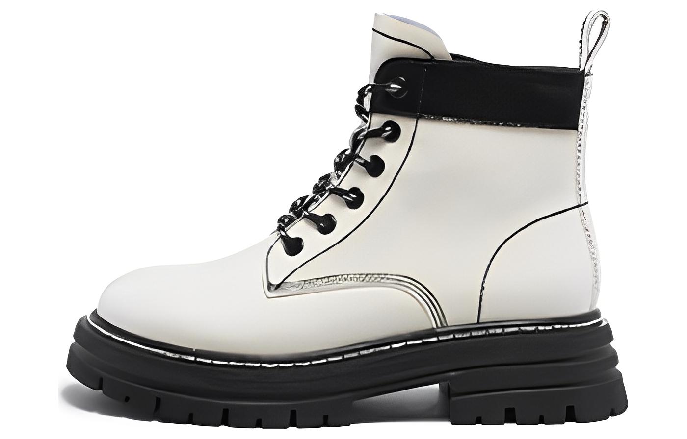 (W) Exull YiSi-Q 'Synthetic Leather British Style CMFTable Round Toe Martin Boots Beige'