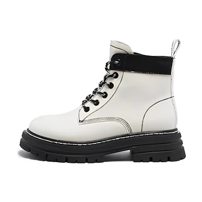 (W) Exull YiSi-Q 'Synthetic Leather British Style CMFTable Round Toe Martin Boots Beige'
